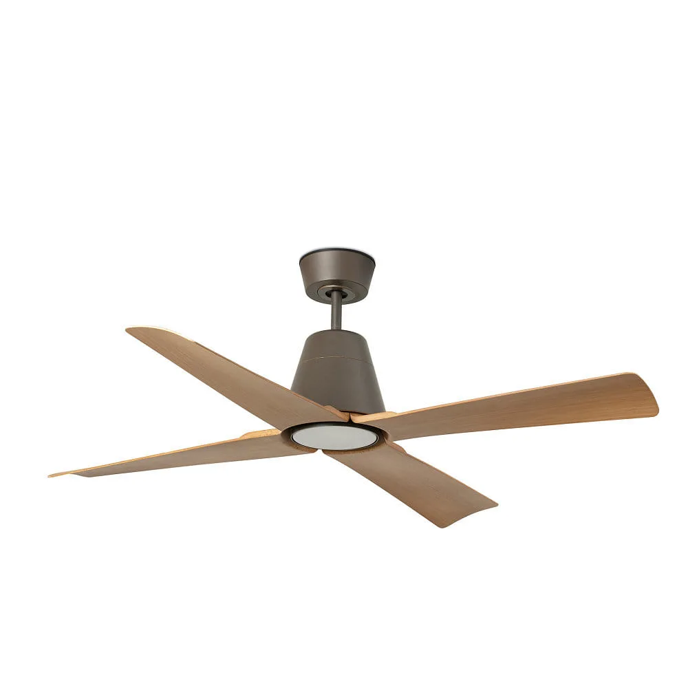 Faro Ceiling fan TYPHOON M with remote control IP44, brown, maple