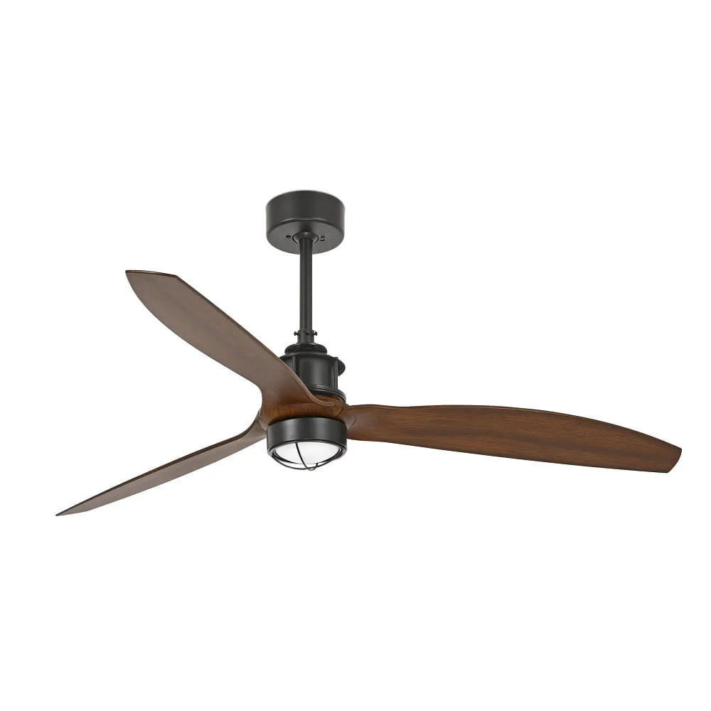 Faro Ceiling fan JUST FAN M with remote control IP20, walnut, black matt
