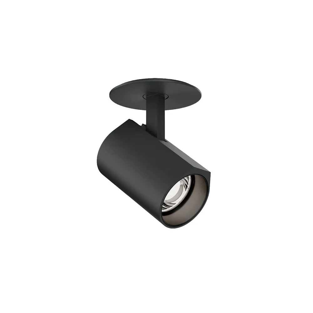 Wever & Ducré Ceiling luminaire CENO 1.0 with leaf springs, cardanic swivelling, semi flush IP20, black matt dimmable, 3000 K