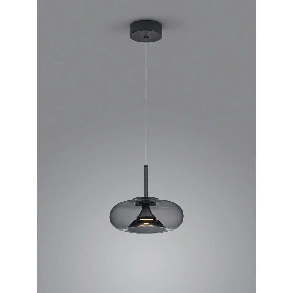 Helestra Suspension SICA 1 flamme IP20, noir mat dimmable – gris noir mat