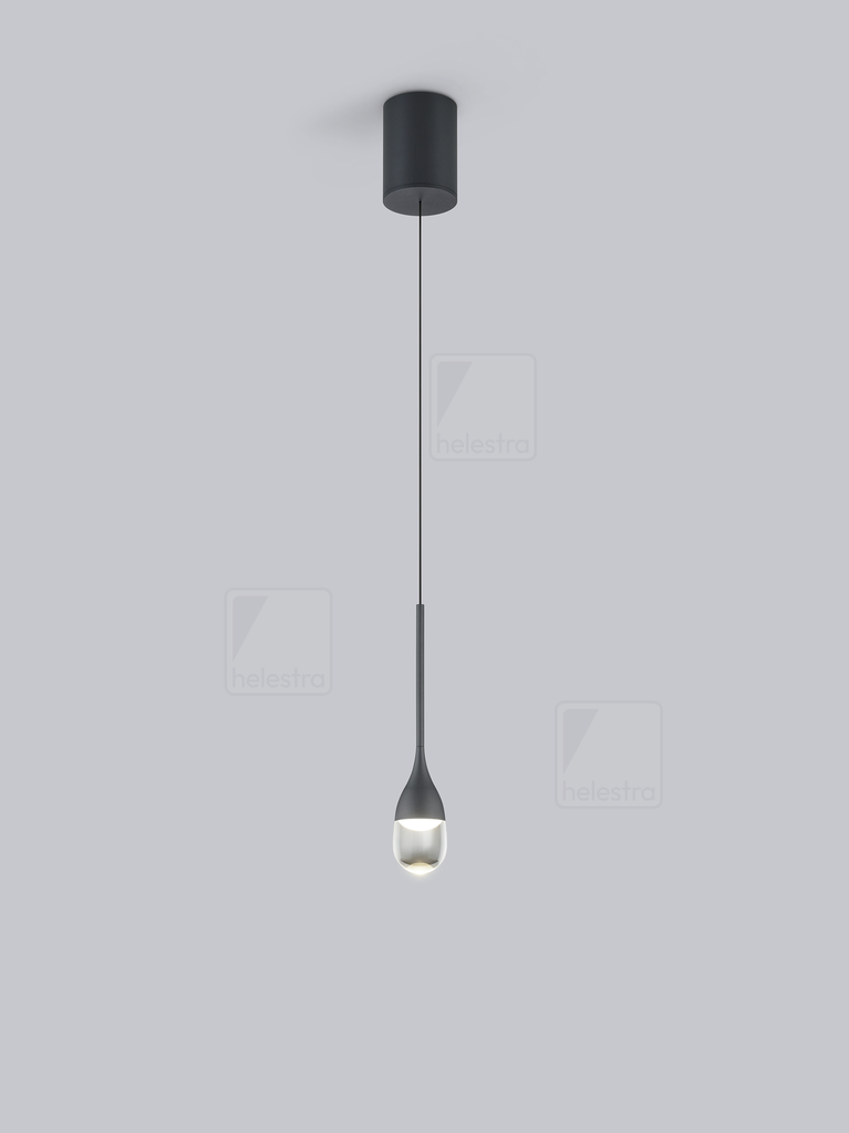 Helestra Pendant luminaire ENDO conical IP20, dimmable – black matt partly satined