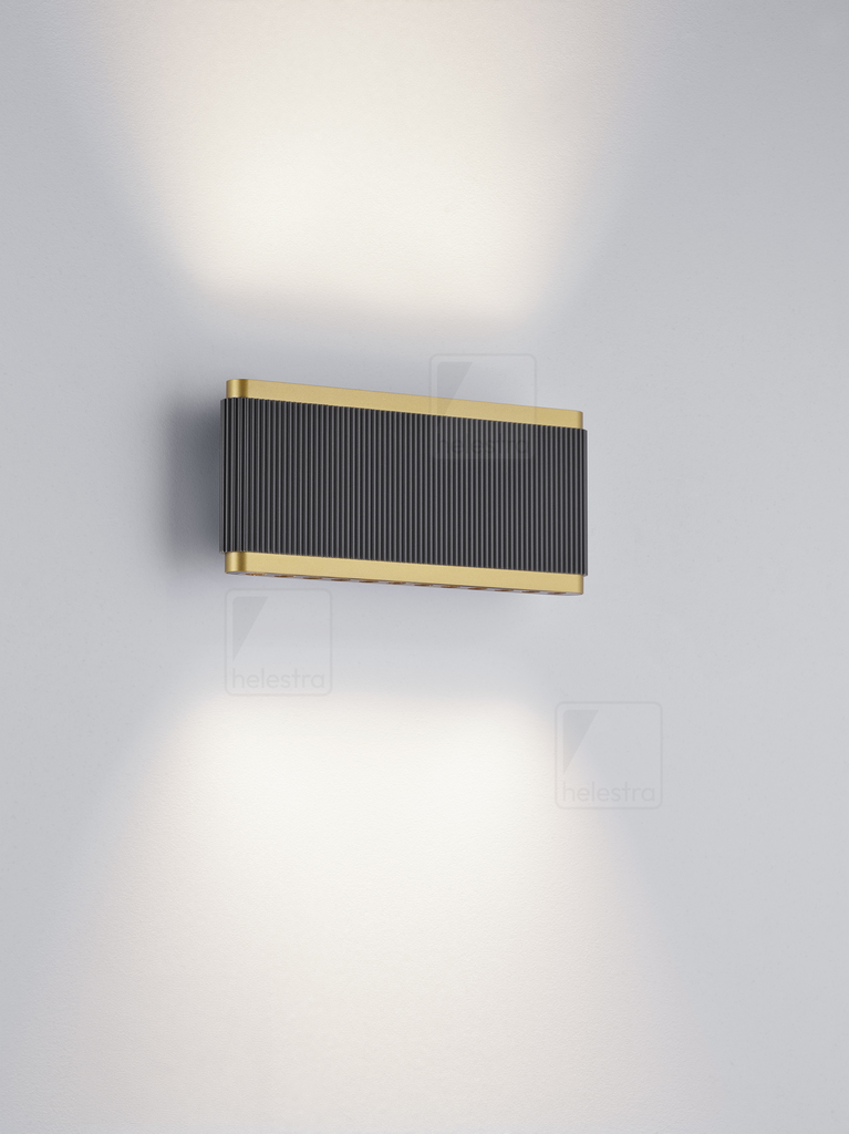 [HEL-28/2604.28] Helestra Wandleuchte KOBE, quadratisch IP20, dimmbar (Gold Schwarz)