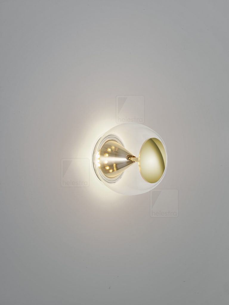 [HEL-15/2512.01/5355] Helestra Applique murale PINO avec abat-jour, orientable IP20, laiton dimmable (transparent laiton)