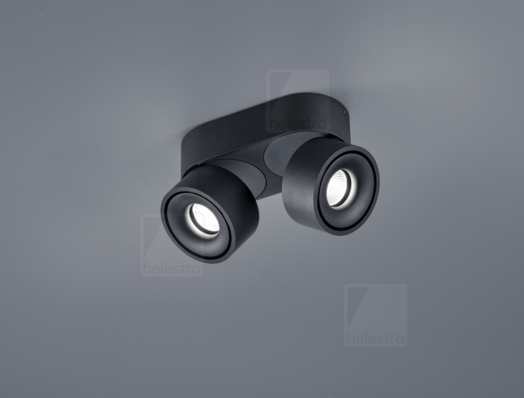 [HEL-25/1964.22] Helestra Spot ROTA 2 flames, swivelling, rotatable IP20, dimmable (black matt)