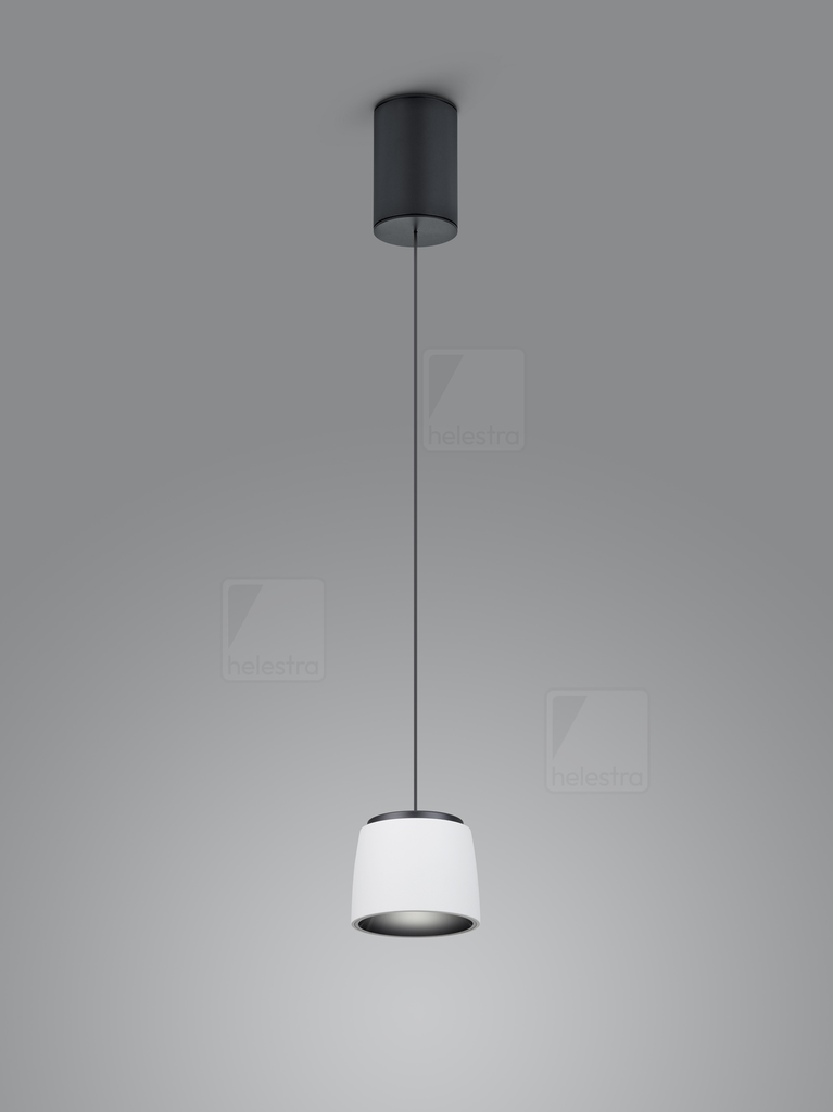 Helestra Pendant luminaire COPA cylindrical IP20, black, white dimmable (HEL-16/2302.22-07)