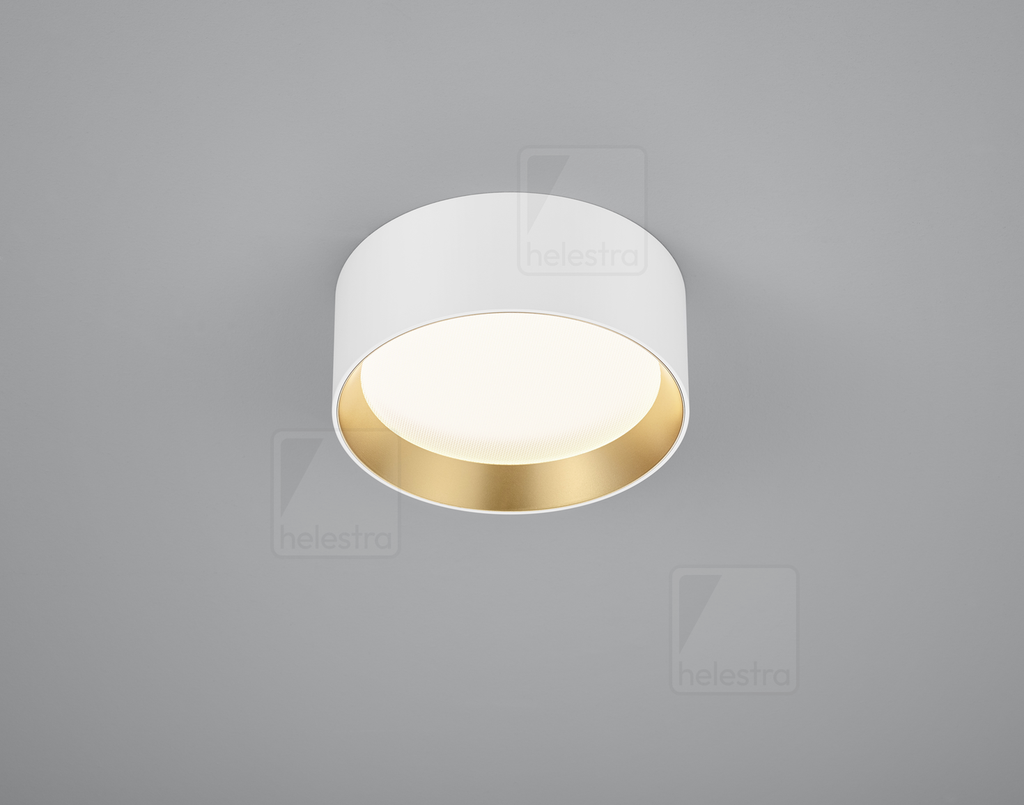 Helestra Ceiling luminaire ENIO round IP20, gold, white dimmable, 16 W