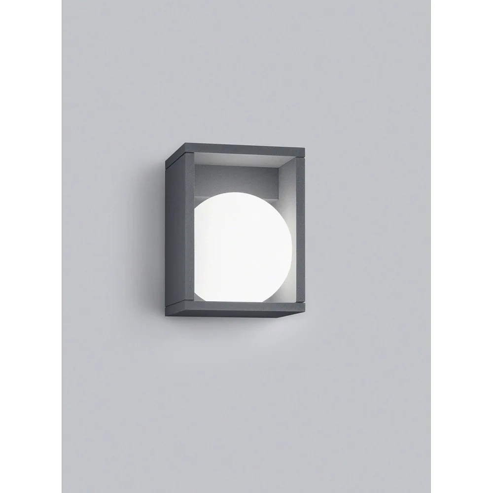 Helestra Outdoor wall luminaire DAY square, round, switchable IP65, graphite