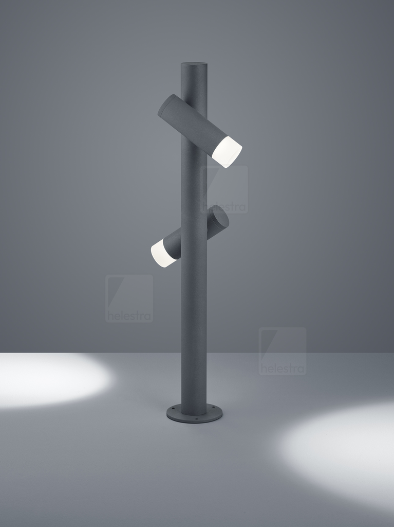 Helestra Bollard light CILA 2 flames IP65, graphite