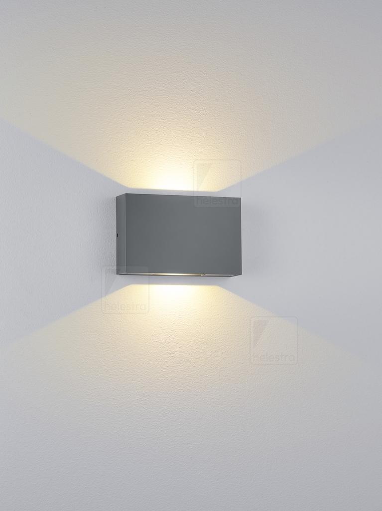 Helestra Applique d'extérieur PARI up / down, carrée, CCT Switch IP65, graphite, transparent