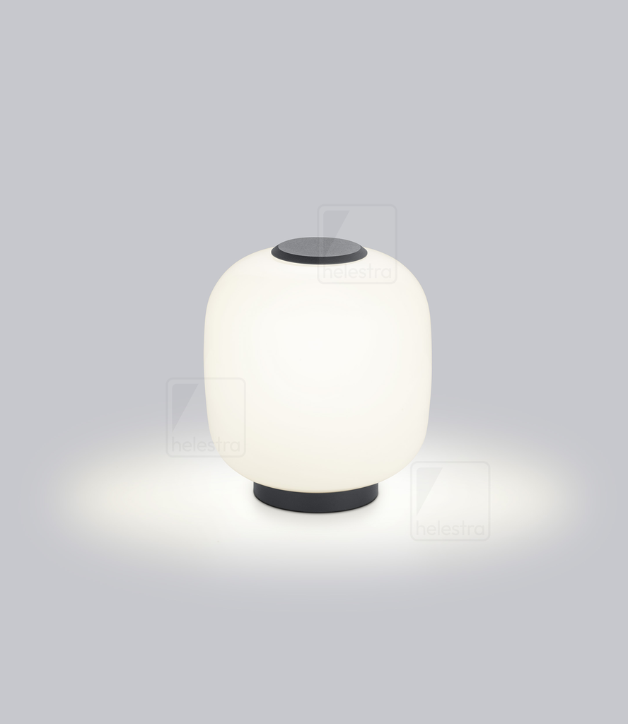 [HEL-19/2611.22] Helestra Lampe à poser MILO ronde, avec variateur tactile IP20, opale, satiné, noir mat dimmable, 680 lm