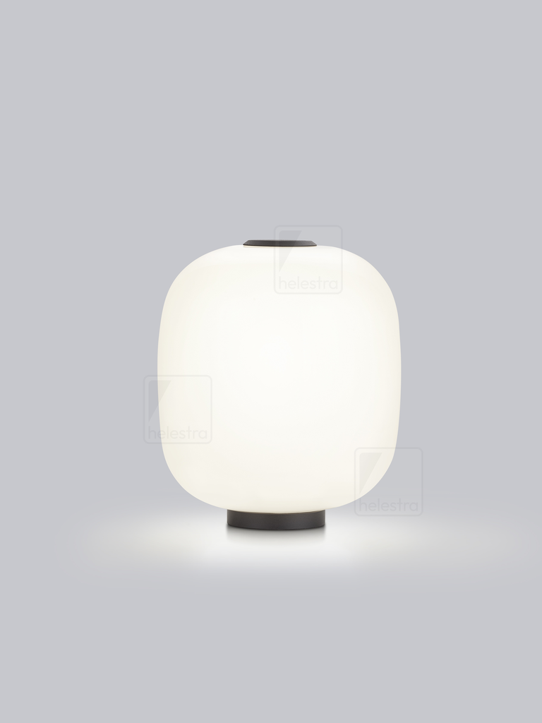 [HEL-19/2631.22] Helestra Lampe à poser MILO ronde, avec variateur tactile IP20, opale, satiné, noir mat dimmable, 940 lm