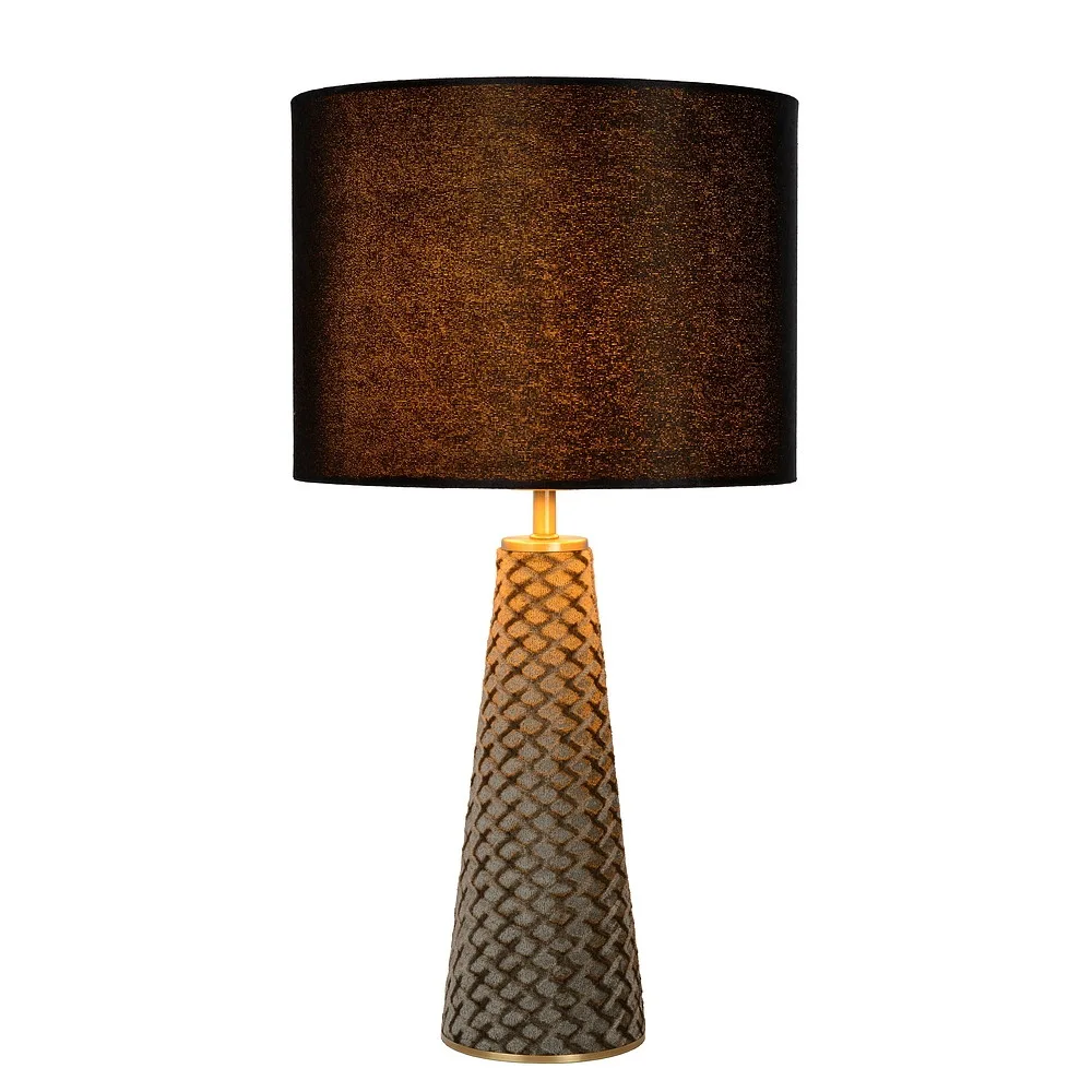 [LUC-10501/81/30] Lucide Lampe à poser EXTRAVAGANZA VELVET ronde E27 IP20 (gris noir)