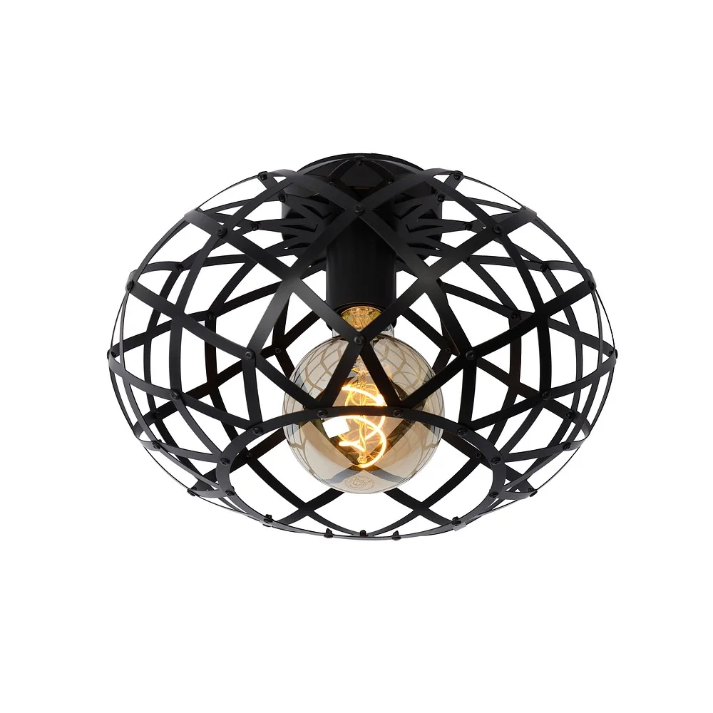 [LUC-21117/30/30] Lucide Ceiling luminaire WOLFRAM round E27 IP20 (black)