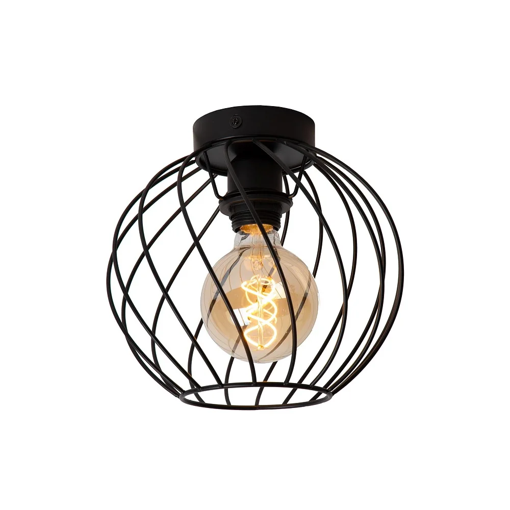 [LUC-21128/25/30] Lucide Ceiling luminaire DANZA round E27 IP20, Schirm-L∕ W∕ H: 25∕ 25∕ 25 cm, Ø∕ L∕ W∕ H: 25∕ 25∕ 25∕ 25 cm, canopy-Ø∕ H: 10∕ 2,5 cm (black)