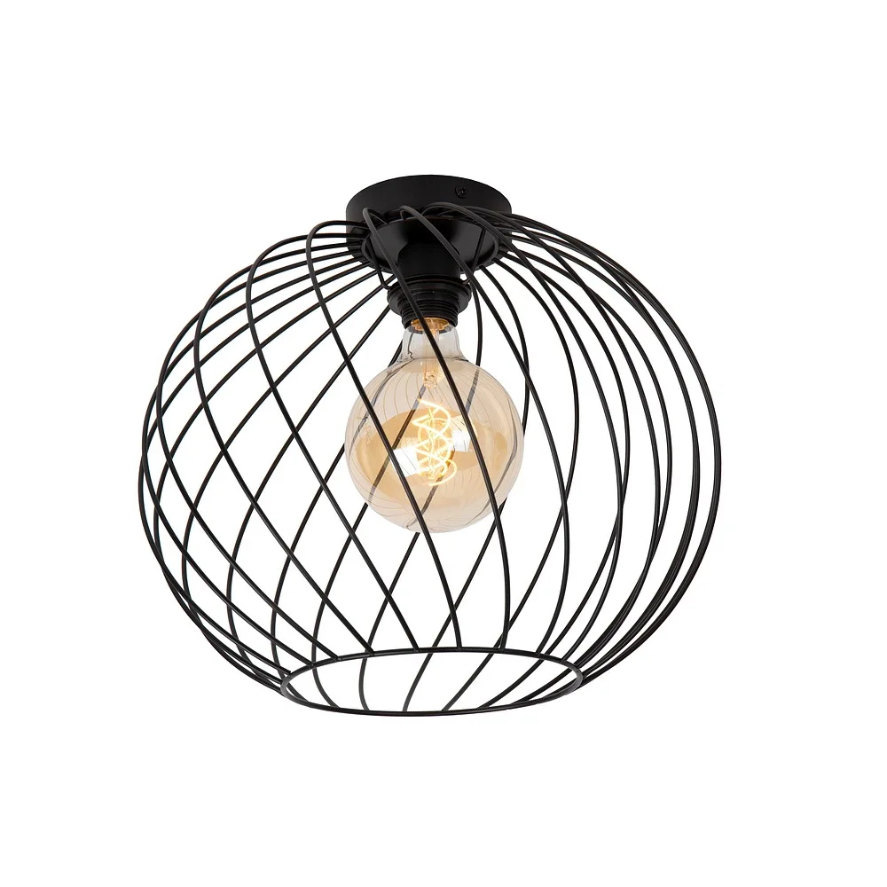 Lucide Ceiling luminaire DANZA round E27 IP20, Ø∕ L∕ W∕ H: 40∕ 40∕ 40∕ 35 cm, Schirm-L∕ W∕ H: 40∕ 40∕ 32,5 cm, canopy-Ø∕ H: 10∕ 2,5 cm – black