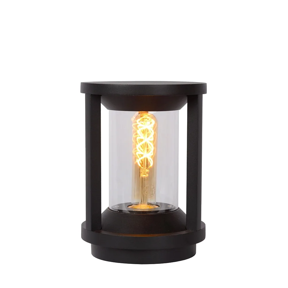 [LUC-15804/22/30] Lucide Borne lumineuse CADIX cylindrique E27 IP65, noire
