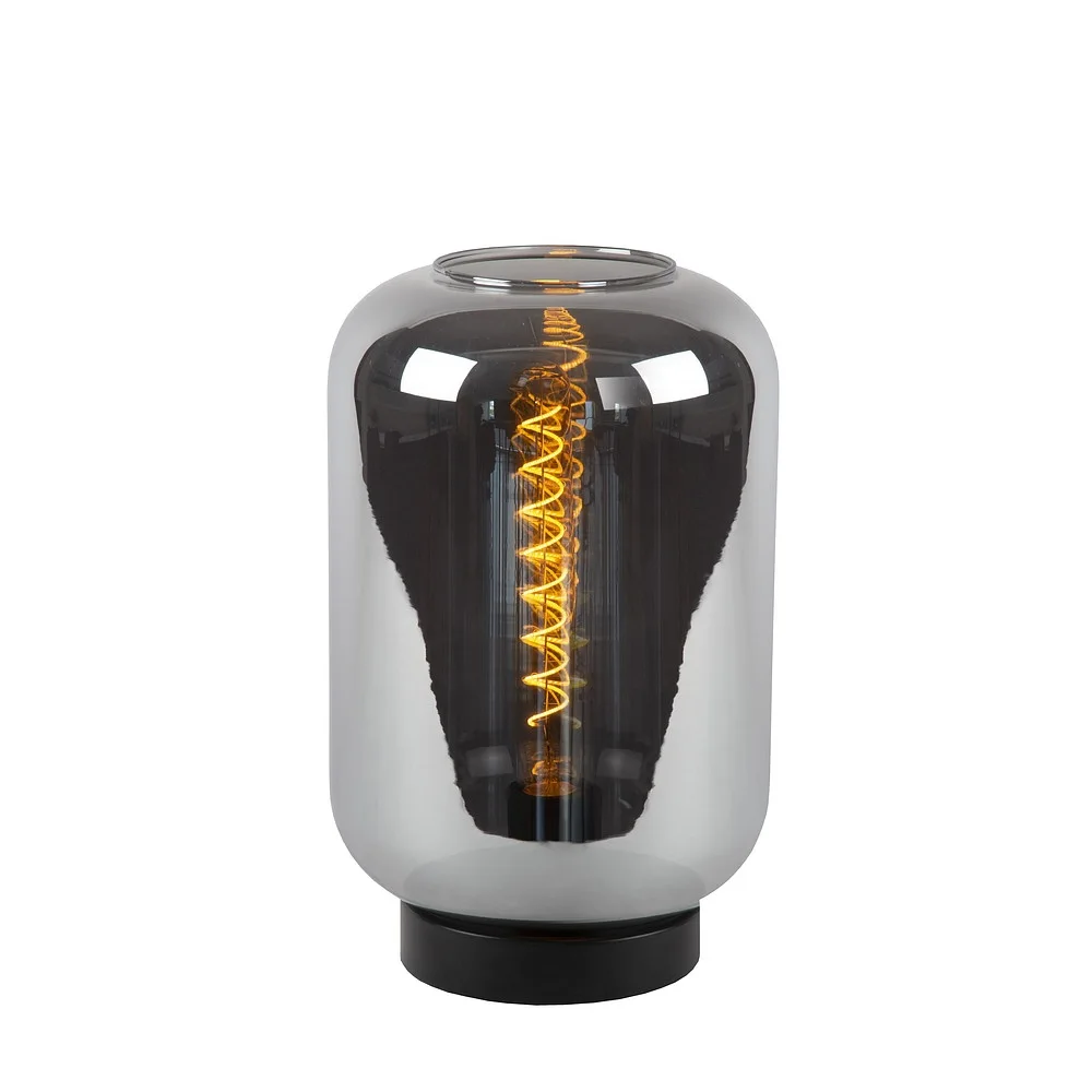 [LUC-45594/01/65] Lucide Lampe à poser JOANET rond E27 IP20, couleur fumée, noir