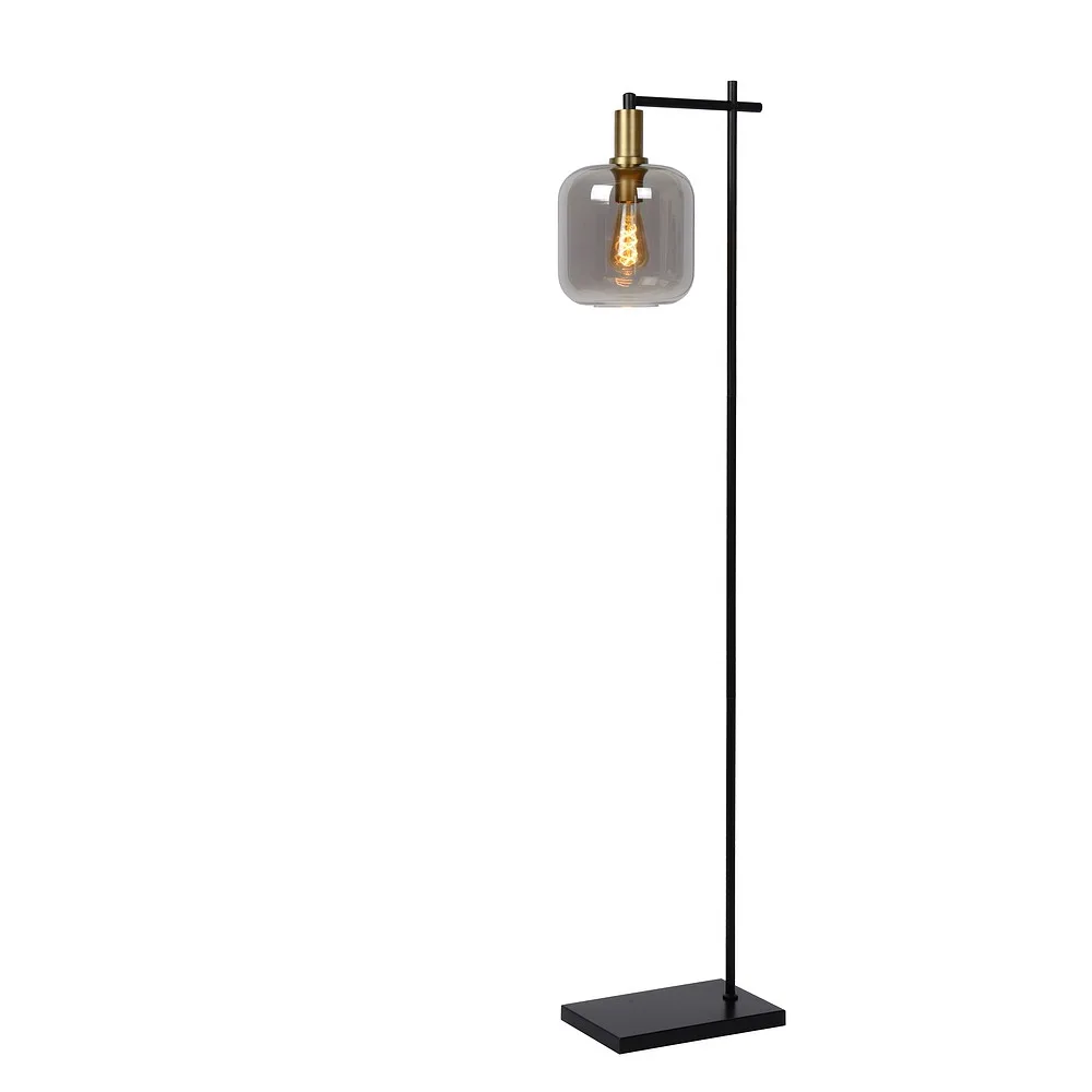 Lucide Floor lamp JOANET square E27 IP20, smoky colour, black