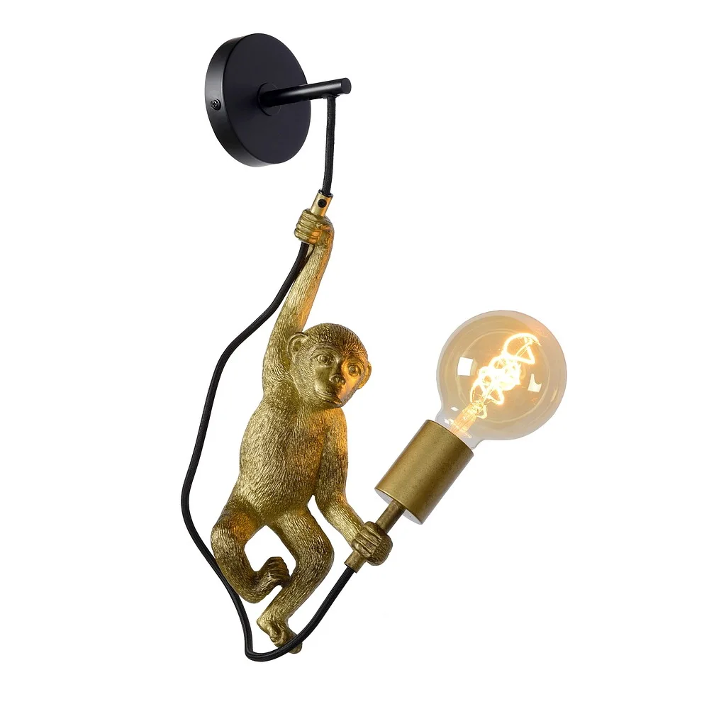 Lucide Wall luminaire EXTRAVAGANZA CHIMP E27 IP20, gold, black dimmable