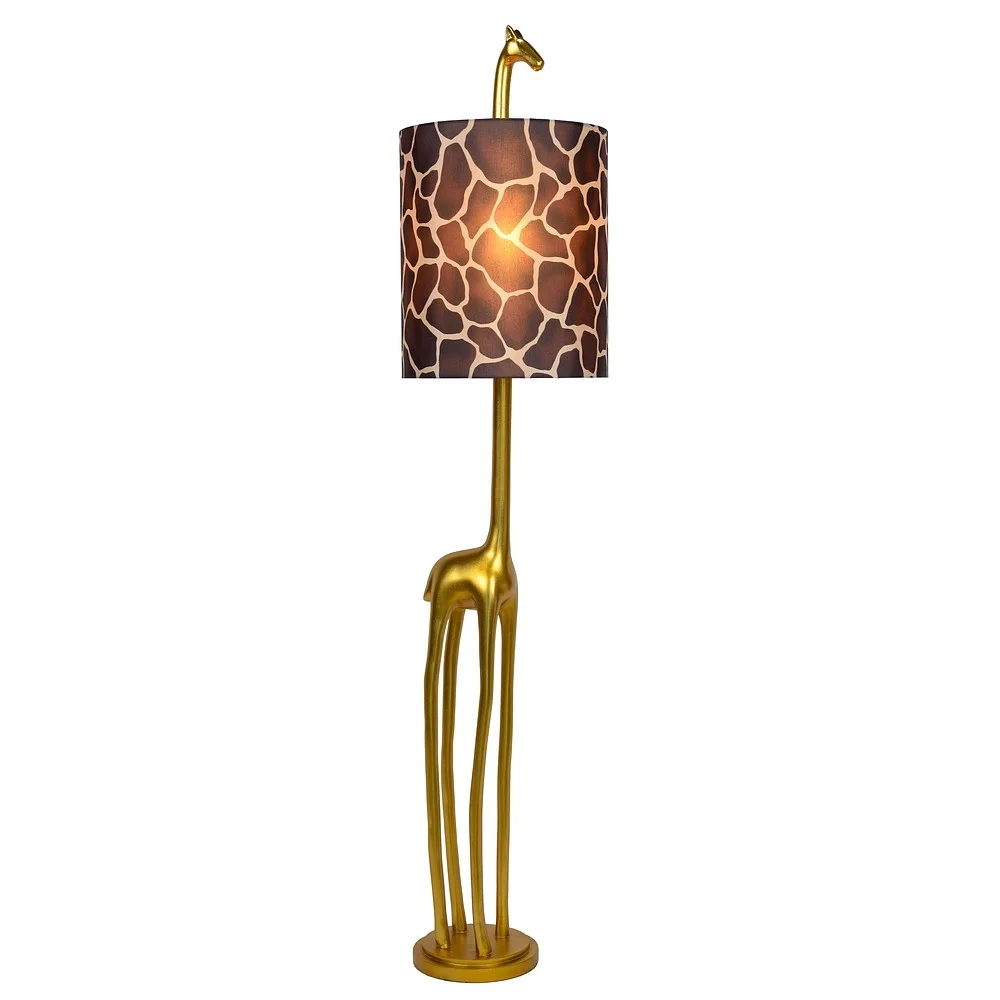 Lucide Floor lamp EXTRAVAGANZA MISS TALL round E27 IP20, brown, gold matt, brass