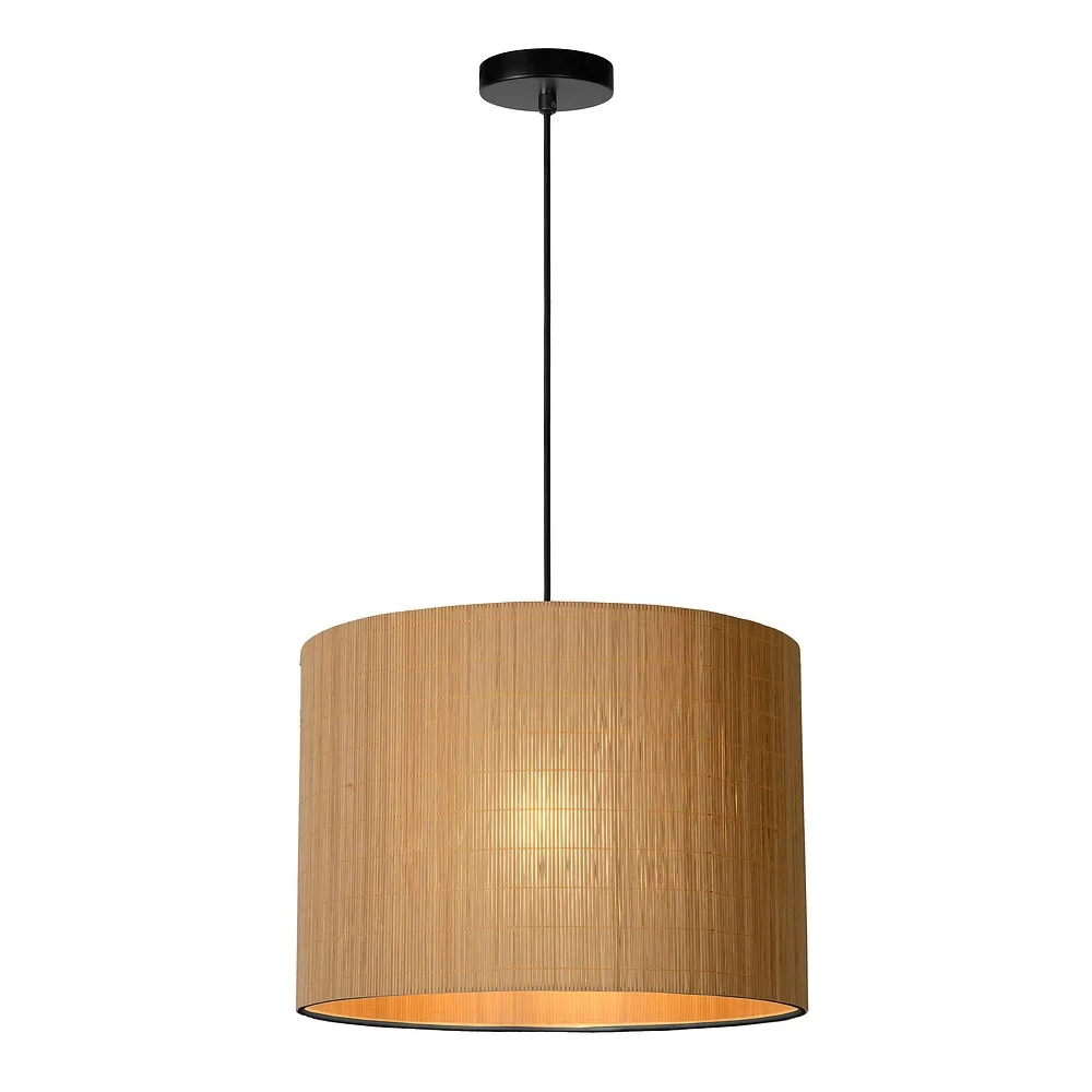 Lucide Pendant luminaire MAGIUS round E27 IP20, wood, black dimmable