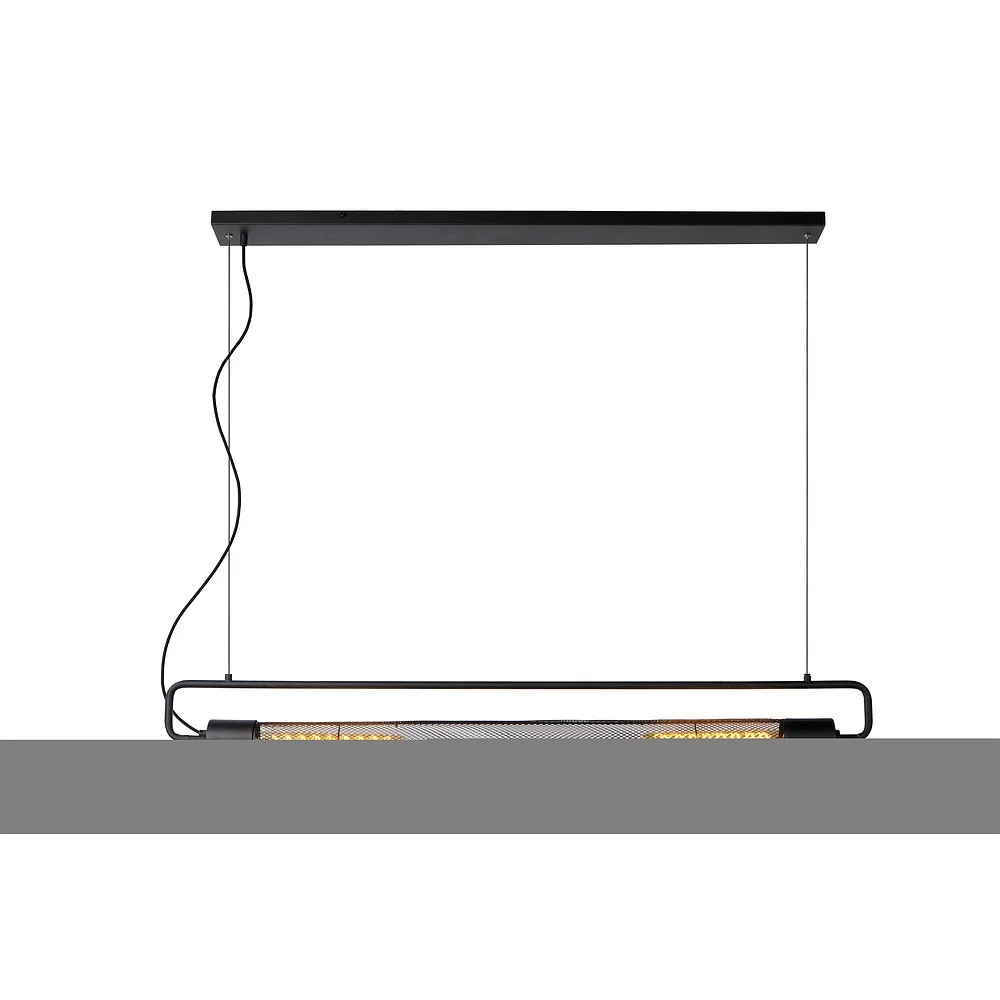 Lucide Pendant luminaire CALIXT 2 flames, cylindrical E27 IP20, black dimmable