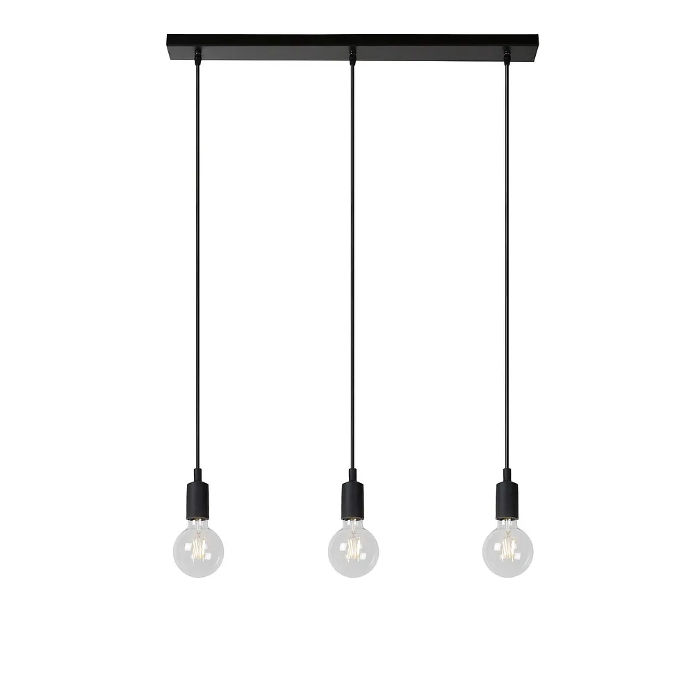 Lucide Pendant luminaire FIX 3 flames E27 IP20, black dimmable