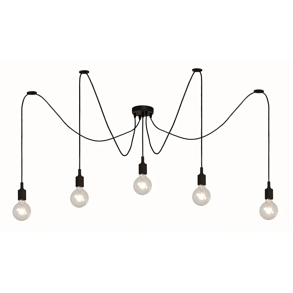 Lucide Pendelleuchte FIX 5 flammig E27 IP20, schwarz dimmbar