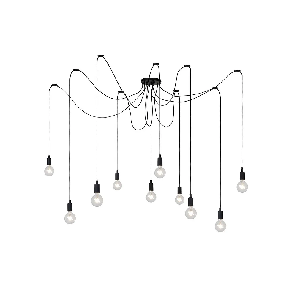 Lucide Suspension FIX 10 flammes E27 IP20, noir avec variateur