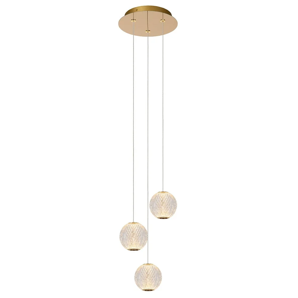 Lucide Suspension CINTRA rond IP20, or mat, laiton, transparent, 12,6 W