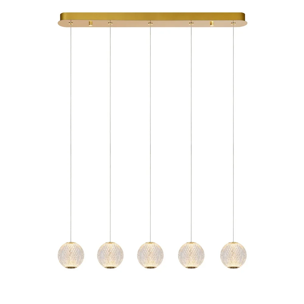 Lucide LED Pendelleuchte CINTRA quadratisch IP20, gold matt, Messing, transparent