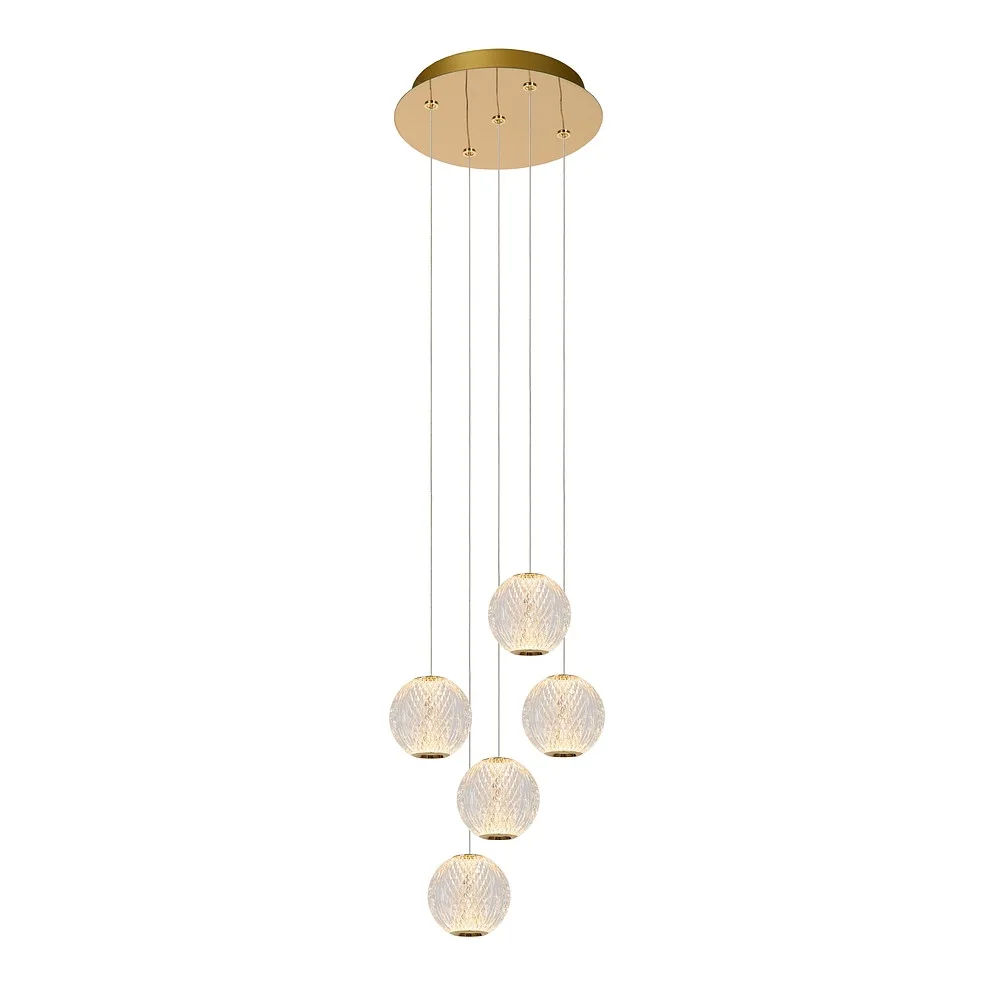 Lucide Suspension LED CINTRA rond IP20, or mat, laiton, transparent