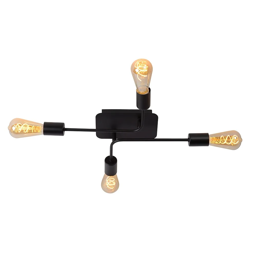 [LUC-21118/04/30] Lucide Deckenleuchte LESTER 4-flammig, quadratisch E27 IP20, schwarz