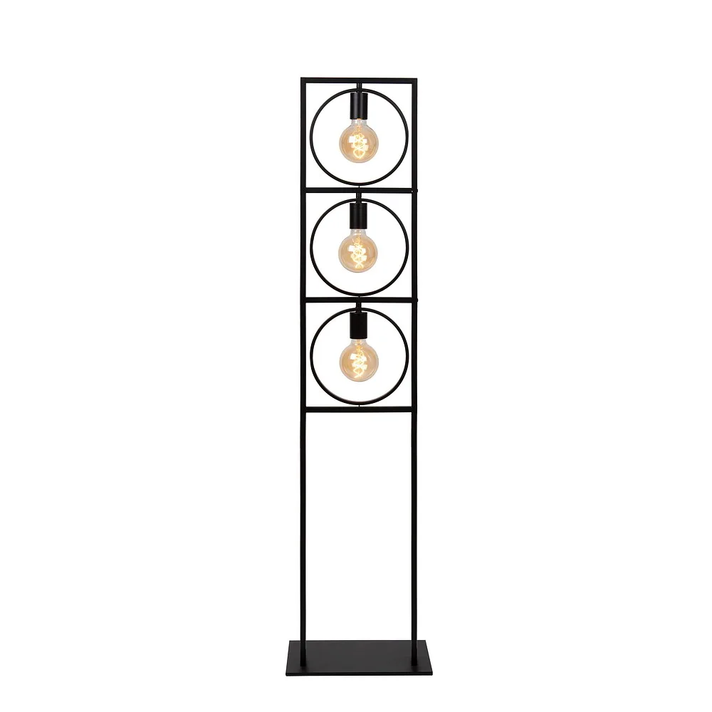 Lucide Floor lamp SUUS 3 flames, square E27 IP20, black dimmable