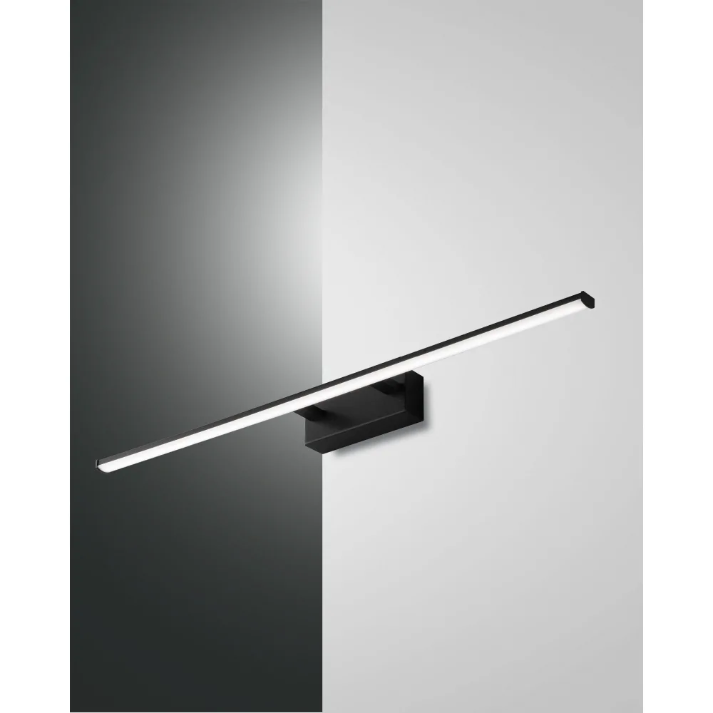Fabas Luce LED Wandleuchte NALA, 1x 15W, 3000K, 1850lm, IP44, verchromt – Schwarz