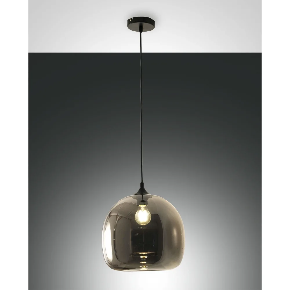 [FAB-3490-40-126] Fabas Luce Pendelleuchte MAIA, E27, 1x 60W, IP20, grau transparent (rauchfarben Schwarz)