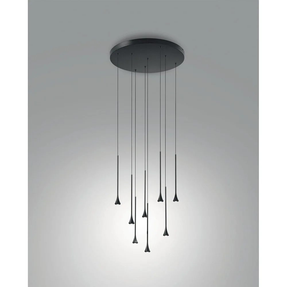 Fabas Luce Suspension SUSA 8 flammes IP20, dimmable – noir