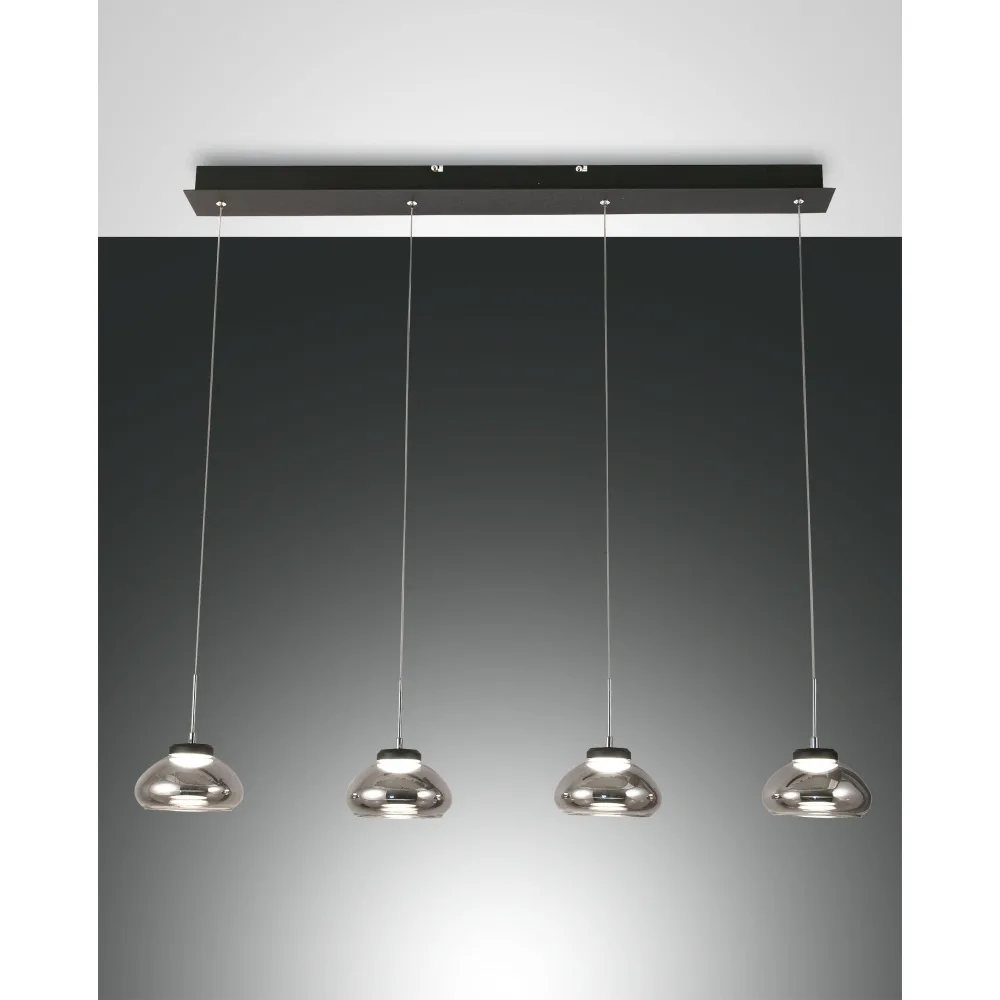 Fabas Luce LED Pendant luminaire ARABELLA 1, 4x 8W, 3000K, 2880lm, IP20, amber – smoky colour black