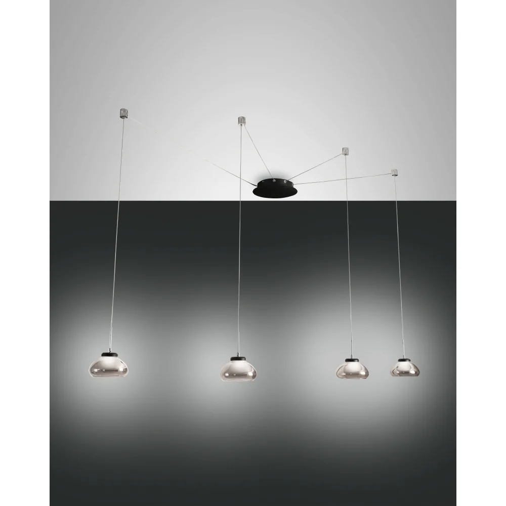 Fabas Luce LED Pendelleuchte ARABELLA 2, 4x 8W, 3000K, 2880lm, IP20, weiß – rauchfarben Schwarz