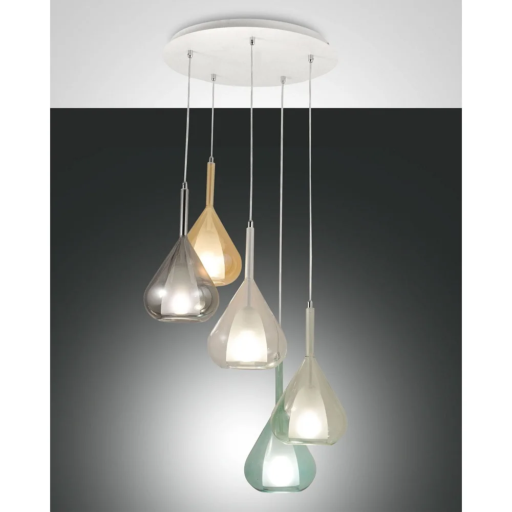 Fabas Luce Pendant luminaire LILA 5 flames E27 IP20, white
