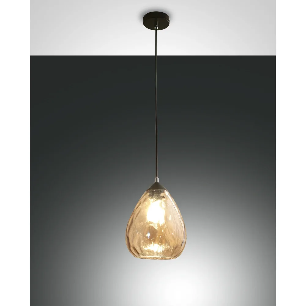 Fabas Luce Pendant luminaire GISELLA, E27, 1x 60W, IP20, amber, Ø∕ H: 20∕ 200 cm, Ø: 20 cm