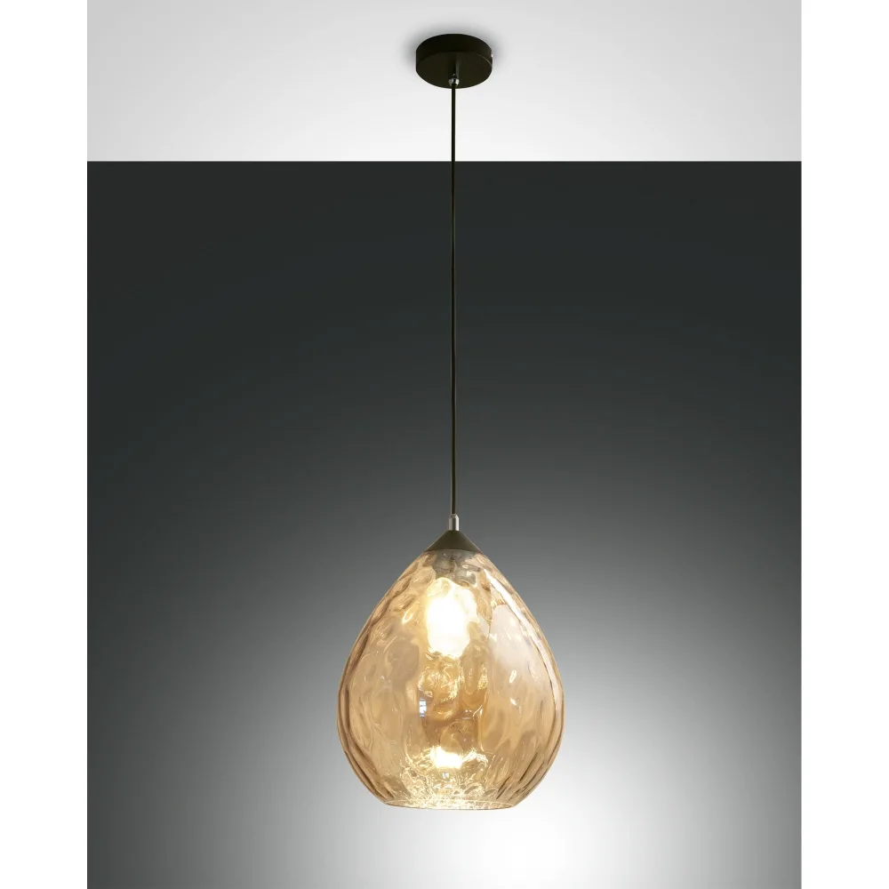 [FAB-3518-45-125] Fabas Luce Pendelleuchte GISELLA, E27, 1x 60W, IP20, amber, Ø∕ H: 26∕ 200 cm, Ø: 26 cm