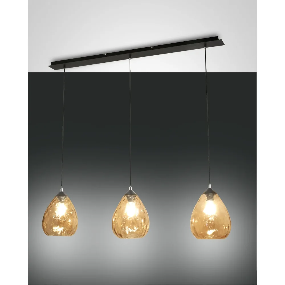 [FAB-3518-49-125] Fabas Luce Suspension GISELLA, E27, 3x 60W, IP20, ambre