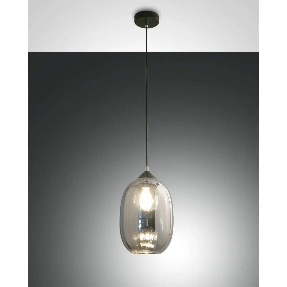 [FAB-3519-40-126] Fabas Luce Suspension INFINITY, E27, 1x 60W, IP20, gris transparent, Ø∕ H: 20∕ 200 cm, Ø: 20 cm