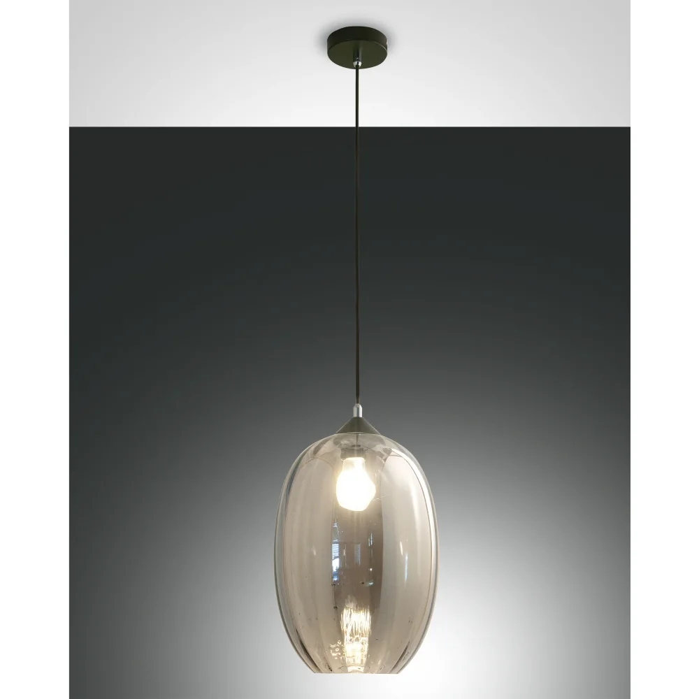 Fabas Luce Pendant luminaire INFINITY, E27, 1x 60W, IP20, gray transparent, Ø∕ H: 25∕ 200 cm, Ø: 25 cm