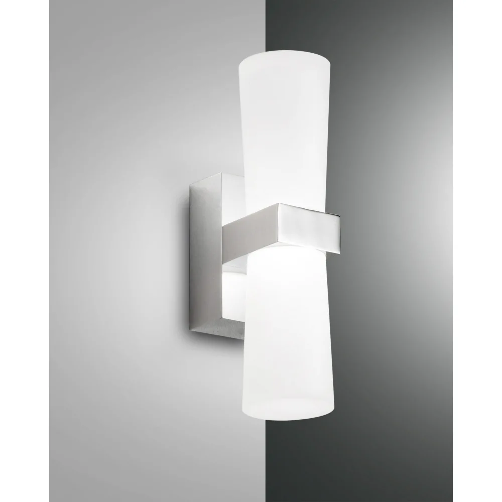 Fabas Luce IGLESIAS outdoor LED wall luminaire chromed, height 22cm