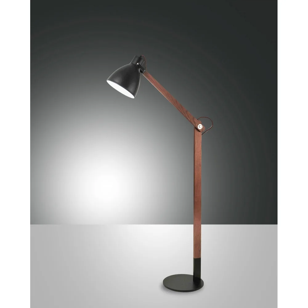 Fabas Luce Lampadaire SVEVA Liseuse, E27, 1x 60W, IP20, noir / couleur Noyer