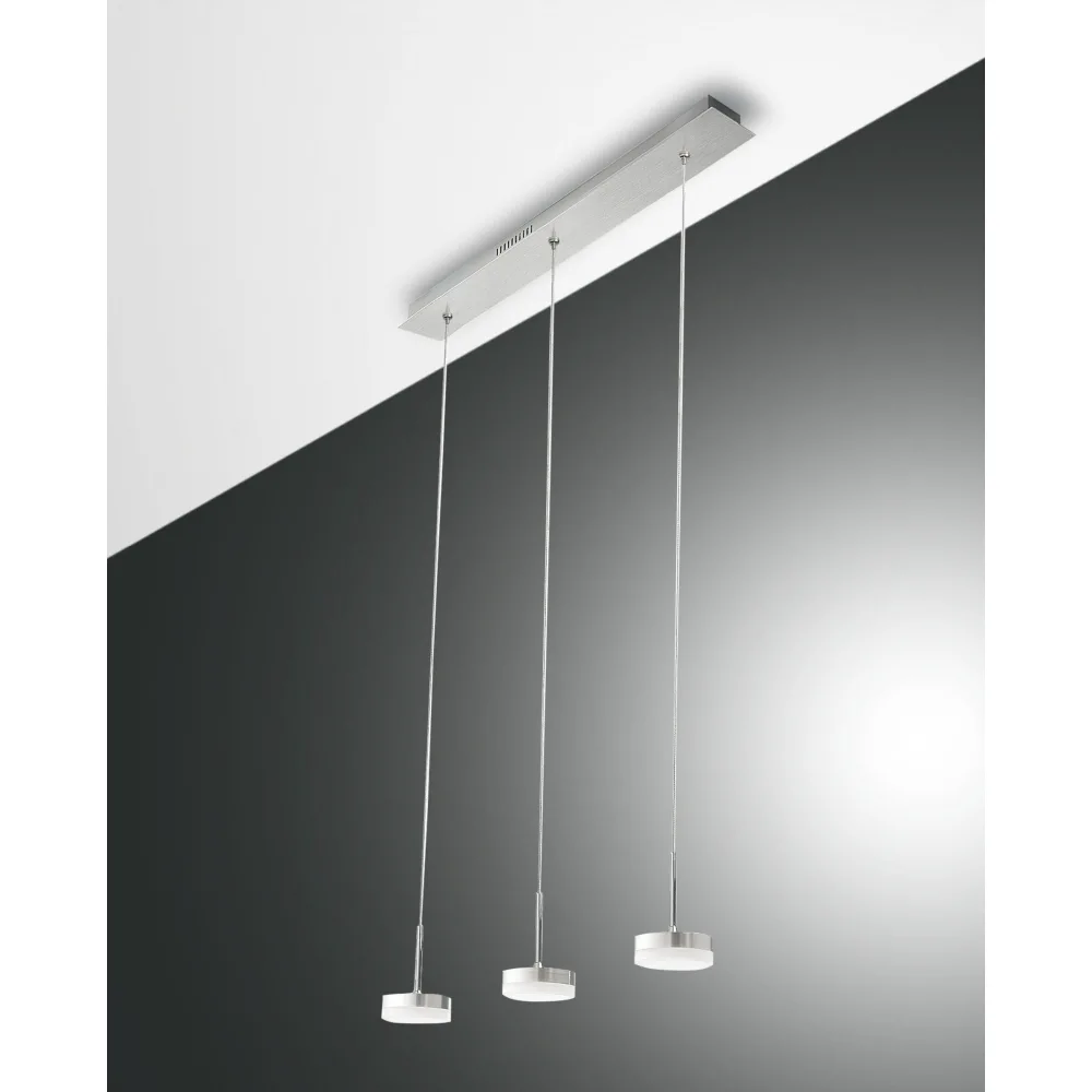 Fabas Luce DUNK LED Pendant luminaire, brushed aluminum, 3 flames