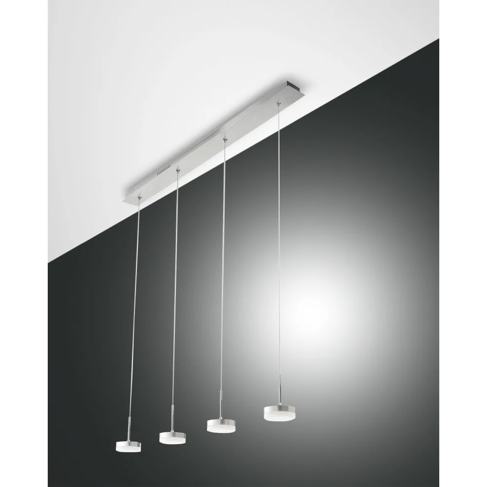 Fabas Luce DUNK LED Pendant luminaire, brushed aluminum, 4 flames