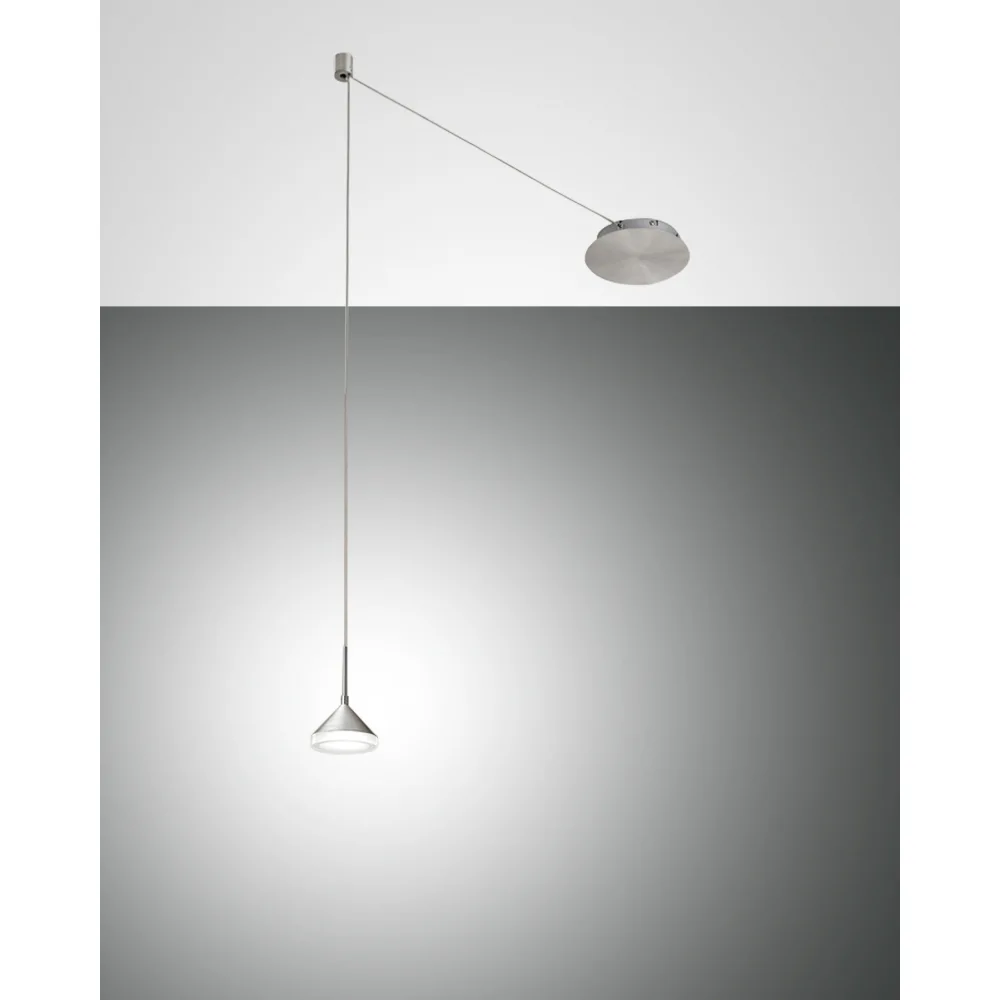 Fabas Luce ISABELLA Suspension LED 1 pendule, nickel satiné / chrome / aluminium